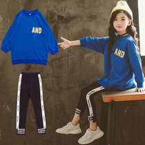 Uk Next Kiss Spring and Autumn Girls 19 New Fashion Sweatshirt Two-Piece Korean Version Foreign Childrens Set