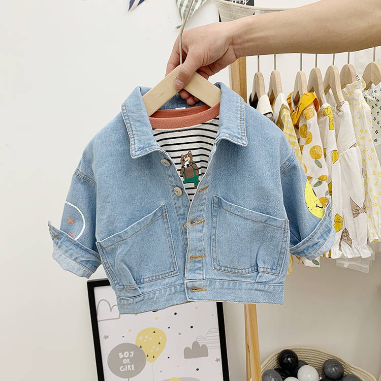 Áo khoác trẻ em nam và nữ denim cho bé 2019 áo khoác mùa xuân và mùa thu cho bé phim hoạt hình ánh sáng Quần áo thủy triều đại dương của trẻ em Hàn Quốc - Áo khoác áo gió trẻ em