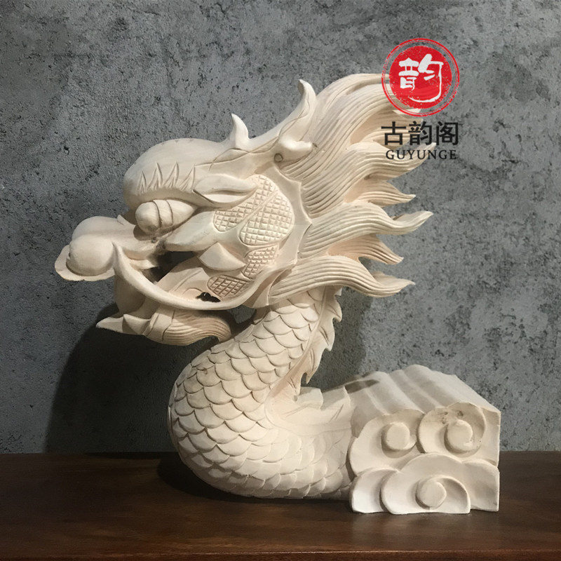 East Yang Wood Carved Tap Teething Stem Head Kiosk Corner Trim Solid Wood Machine Carved hand-carved solid engraving dragon tail