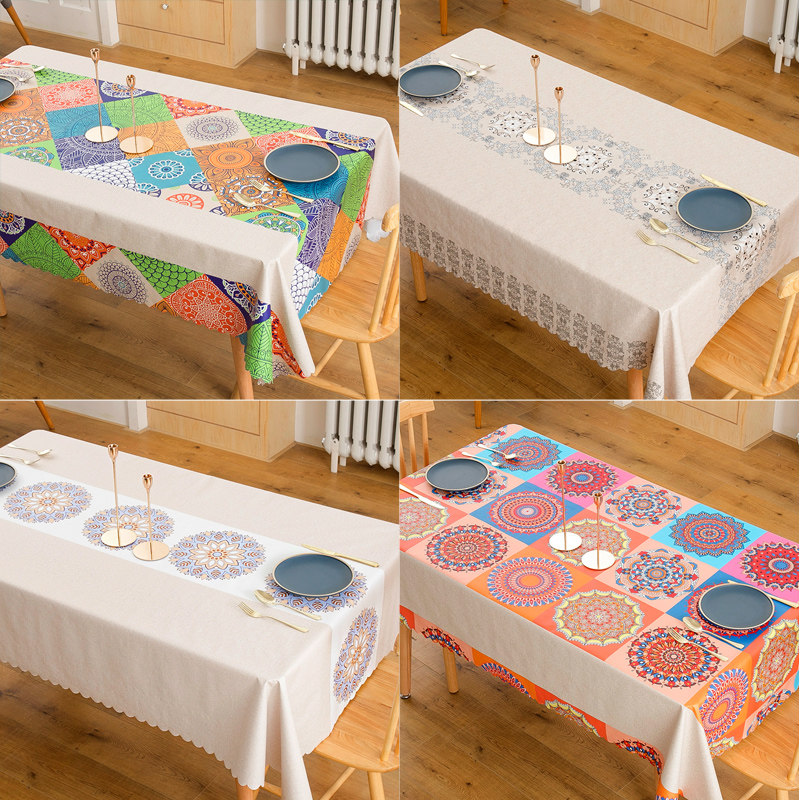 Table cloth waterproof oil protection free of washing mesh red table Bins in simple rectangular table cloth Nordic tea table Home Custom