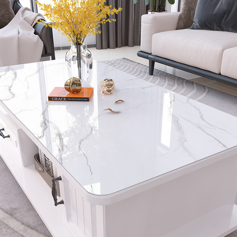 Imitation marbled coffee table mat waterproof oilproof no-wash anti-hot plastic white gray pvc table mat tablecloth tablecloth tablecloth