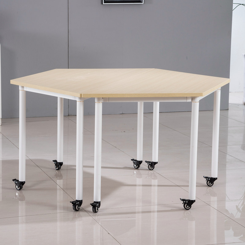 Trapezoidal conference table simple combination hexagonal table student triangle table school classroom desks and chairs training table - Taobao