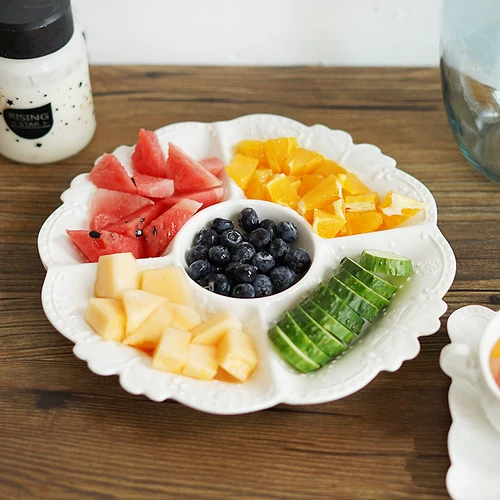 Керамический диск с высоким качеством, пять конфеты сетки, многогенское фруктовое блюдо Странное холодное блюдо для пельмени пельмени пельмени пельмени