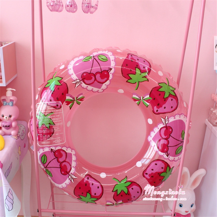 Cô gái dễ thương trái tim màu hồng mạng đỏ bơm hơi bơi vòng người lớn trưởng thành dày mềm mại phao cứu sinh trang trí tường phao bơi chống lật