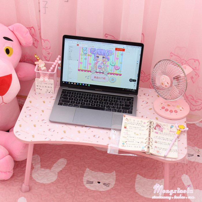 Giường màu hồng bàn laptop lười học sinh ký túc xá gấp bàn màu hồng bàn nhỏ bàn viết - Bàn bàn học chống gù chống cận dergo