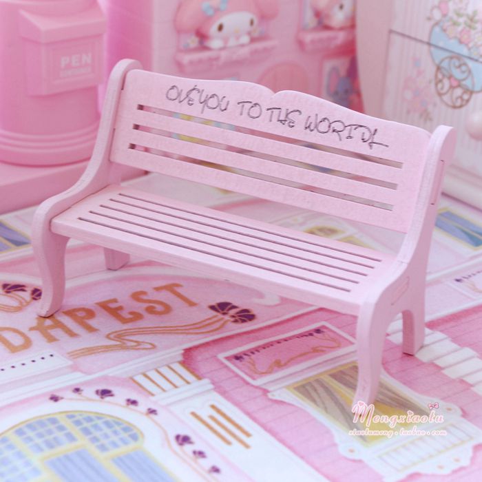 Mới đấu thầu màu hồng mô phỏng băng ghế nhỏ trang trí ghế máy tính để bàn búp bê lưu trữ Dễ thương chụp nền ghế nhỏ đồ dcor giá rẻ