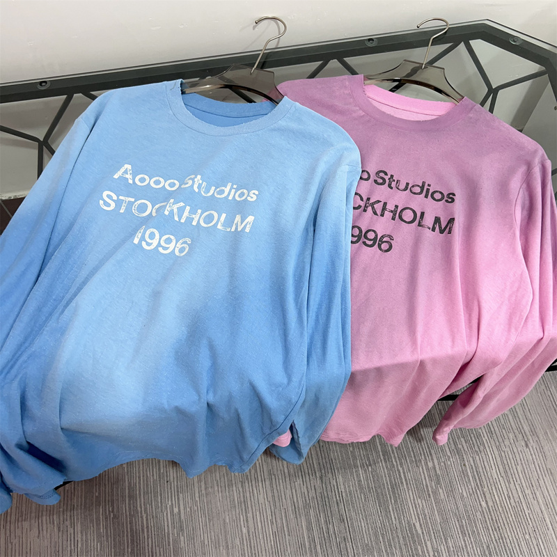 Correct Version 26 Spring/Summer New Celebrity Style Cotton and Linen 1996 Glacier Blue Long-Sleeve T-Shirt Unisex Sun Protection Clothing