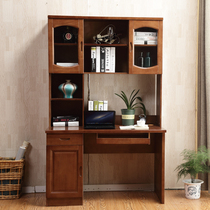 Solid wood right angle desk 1 2 meters rubber wood desk bookshelf combination simple home study office computer desk