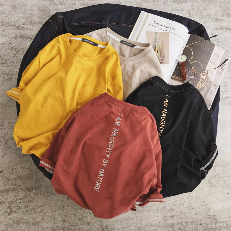 TIM呆呆夏季新款短袖T恤男韩版简约字母印花体恤青年宽松体恤衫潮