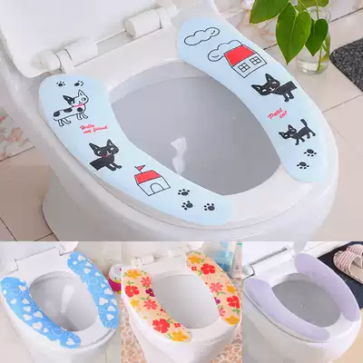 Home adhesive toilet paste washable cartoon toilet cushion warm thick static toilet seat cushion