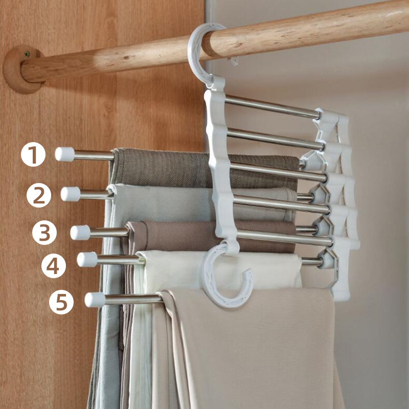 Folding trouser rack multifunction pants clothes hanging rack Home Magic Seamless Pants Clip Wardrobe Built-in Containing Pants God-Taobao