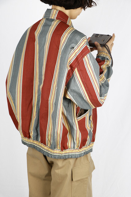 Romantic Shiduo original print design retro color matching vintage style striped loose casual jacket windbreaker coat