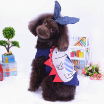 Pooch Supplies Big All Black Teddy Dog Clothes Tide Cards Small Dinosaur Cartoon Blouses Suitable for 20 catdogs