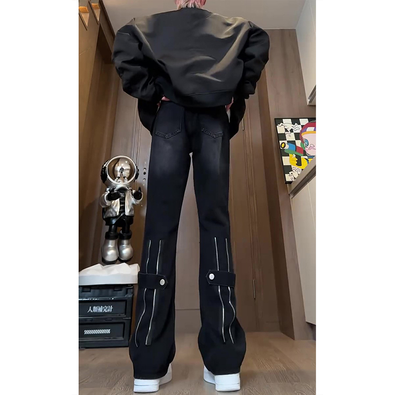 レトロジーンズ、アメリカンハイストリートベルベットパンツ、メンズ秋冬デザイン、ニッチスリムフィットストレートレッグブーツカットパンツ