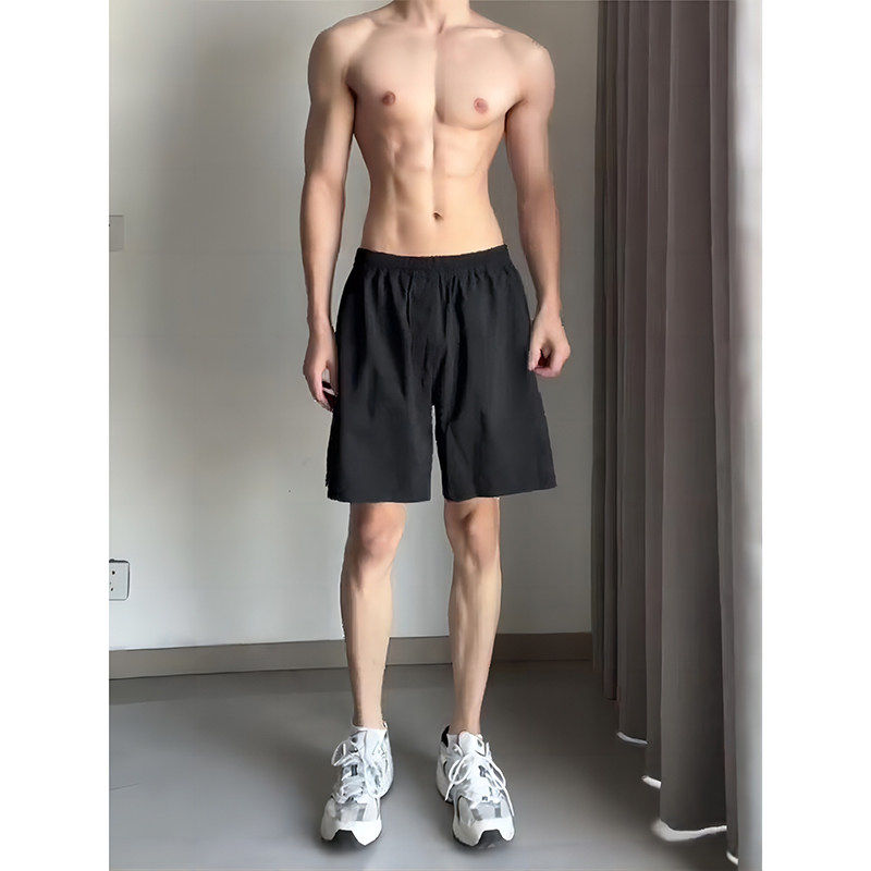 Черные спортивные шорты Cleanfit, мужские летние тонкие брюки из американского ледяного шелка с пятью точками, крутые быстросохнущие брюки для фитнеса Изображение 1