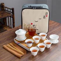 Ke Miaojia Portable tea set Travel tea set Sheep Fruit Travel Tea Tool Ceramic Bowl Teap Cup White