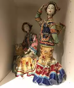 中国 石湾陶器 林乃河 在銘 人物像 陶器置物 中国美術 中国美術 中国