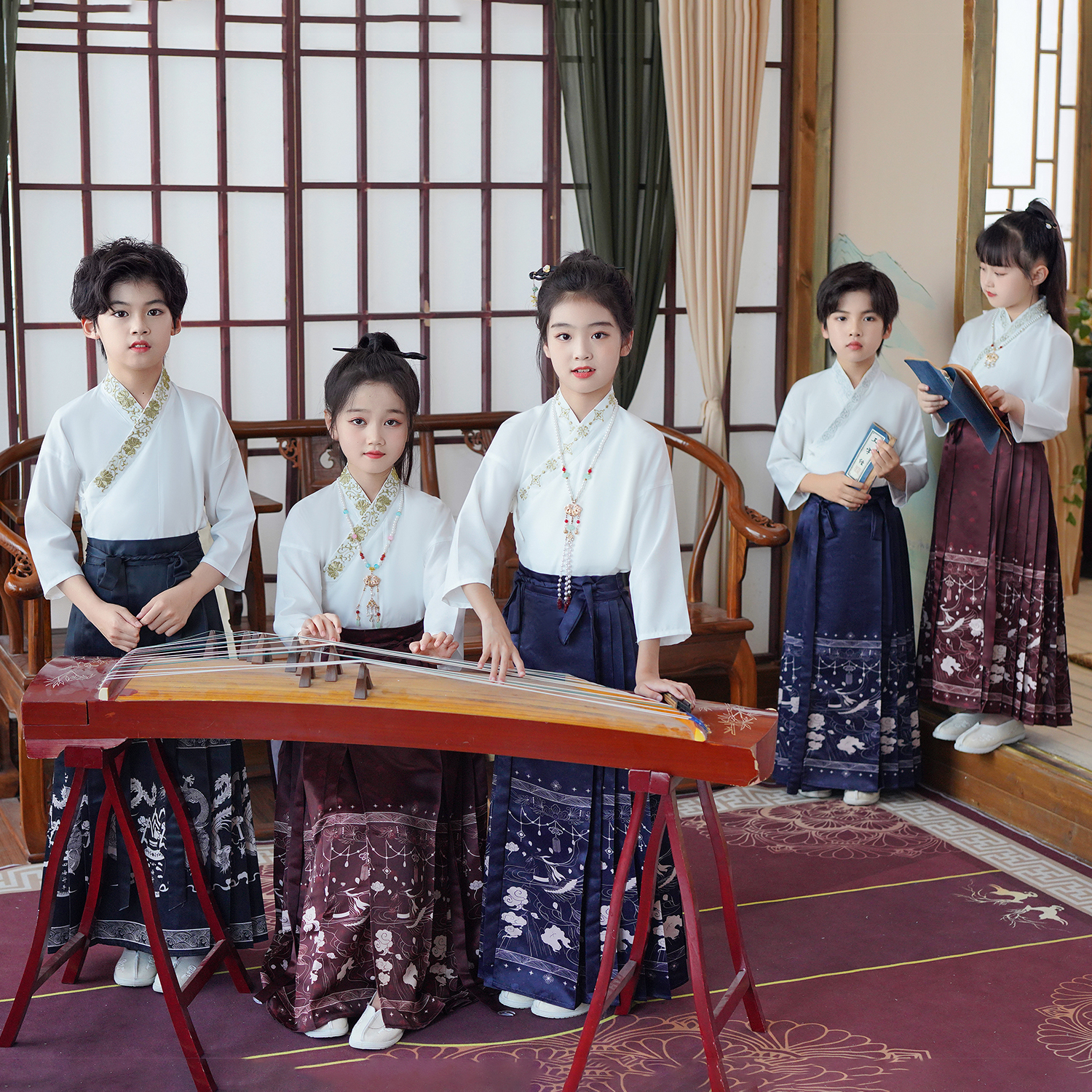 Hanfu Horse Noodle Skirt Boy National School Suit Suit Recital children's three words after acting out of the girl's student performance clothes autumn-Taobao