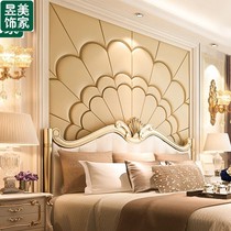 Peacock spread European style light luxury living room bedroom bedside soft bag background wall sticker decorative TV hard bag background self-adhesive