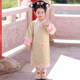 Girls' New Year's Greetings Clothes, Winter Velvet Thickeneding, Kidsren's Chinese Style Ancient Costume Cheongsam, New Year's Clothes, Baby Girl's Plaid Clothes
