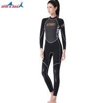 New Tide Wetsuit Woman 3mm Conjoined Long Sleeve Diving Suit High Elastic Warm Waterproof Mother Snorkel Swimsuit