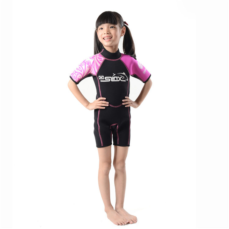 Explosive sunscreen cute children's one-piece swimsuit wish children short-sleeved diving suit 2mm warm snorkeling swimsuit