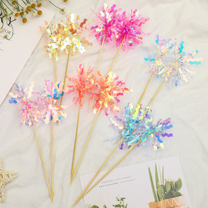 INS Style High Density Colorful Rain Silk Plug-in Birthday Cake Insertion Cake Plug-in Children's Day Party Card Inserti