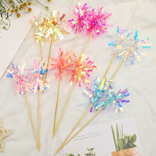 INS Style High Density Colorful Rain Silk Plug-in Birthday Cake Insertion Cake Plug-in Children's Day Party Card Insertion