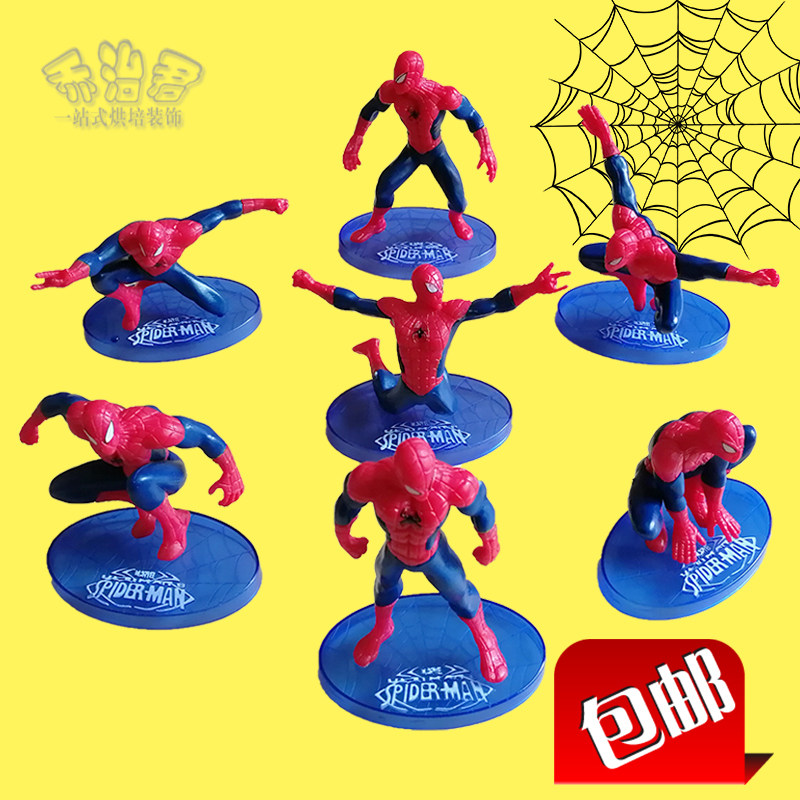 Spiderman birthday cake decoration engineering truck backhoe superman convex boy cake baking decoration toys