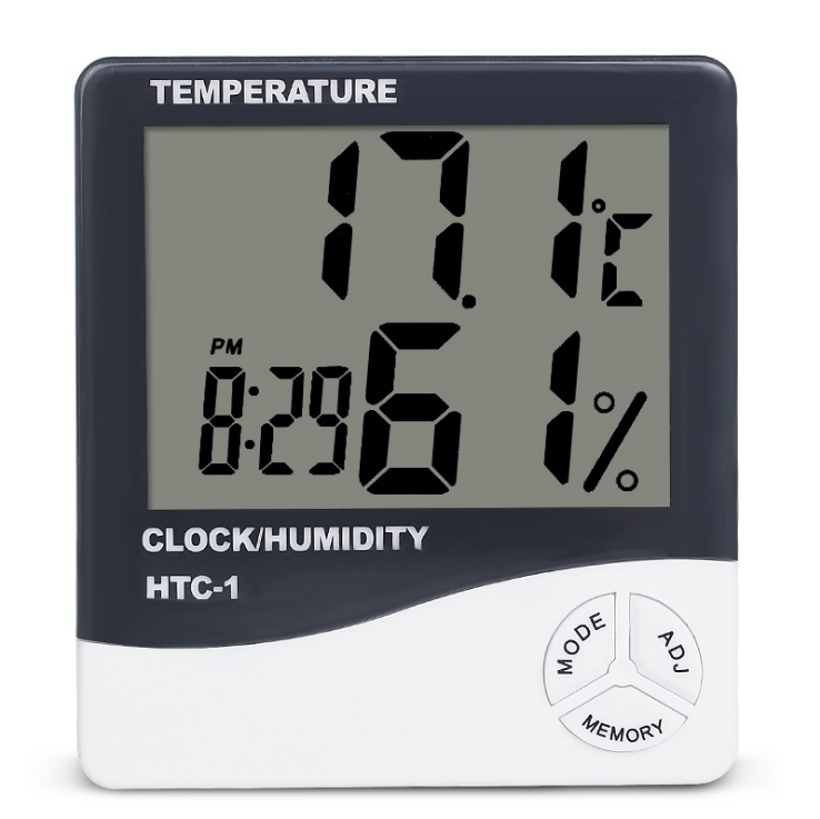 HTC-1 large screen household thermometer temperature and humidity meter high precision indoor electronic thermometer with electronic alarm clock