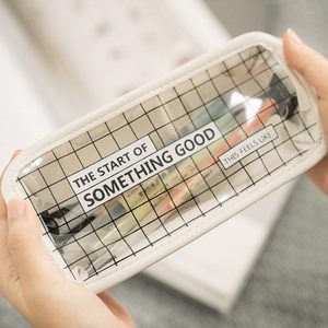 网状初中生透明笔袋男女生网纱网格铅笔盒小清