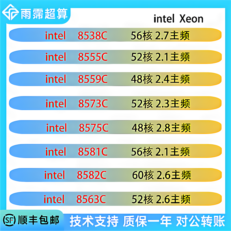 Xeon Platinum 5Th Generation Cpu8581C/8582C/8555C/6530/8573C/8575C/8559C/8551C