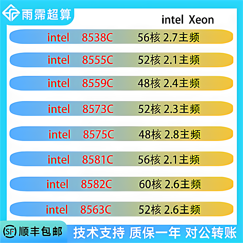 Xeon Platinum 5Th Generation Cpu8581C/8582C/8555C/6530/8573C/8575C/8559C/8551C