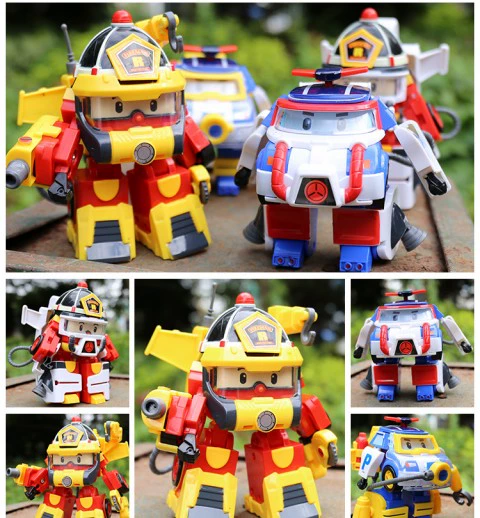 Biến dạng Poli Toy King Kong 5 Hướng dẫn sử dụng Q Phiên bản Robot Xe Mini Boy 3 Mẫu xe cảnh sát - Gundam / Mech Model / Robot / Transformers