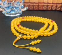 Tibetan adorned with a supply of Buddha beads bracelet 108 natural yellow jade candida pearl Buddha beads with red Manau sepal beads