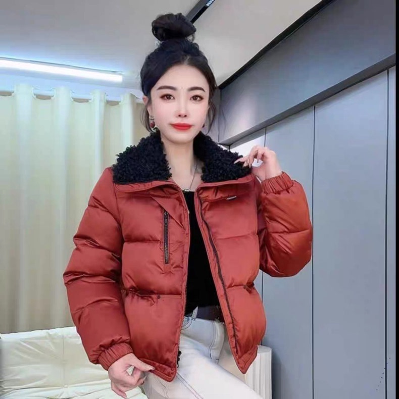 Authentic Cotton Jacket with Faux Lamb Fur Large Collar, Slim-Fit Short Cotton Coat for Women, Stylish and Versatile Winter New Year Cotton Coat Authentic Cotton Jacket with Faux Lamb Fur Large Collar, Slim-Fit Short Cotton Coat for Women, Stylish and Versatile Winter New Year Cotton Coat