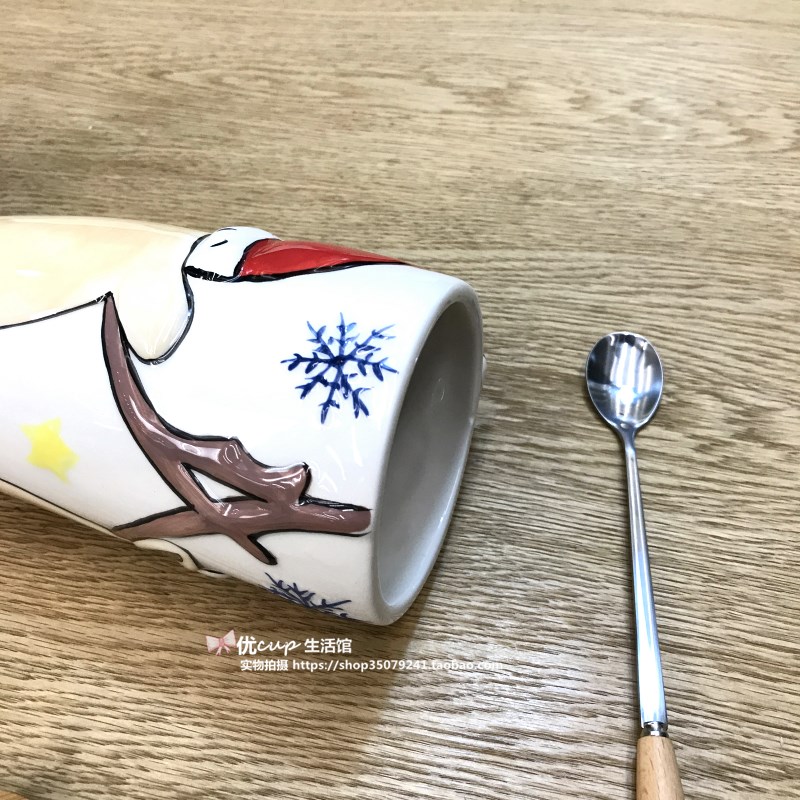 Santa Claus milu deer breakfast milk cup of large capacity office coffee cup express cartoon gift porcelain cup