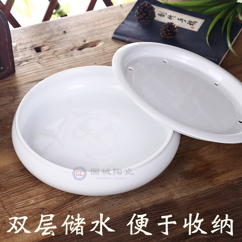 Tea tray was contracted household ceramic water storage type small circular congou storage small Tea sea porcelain trays