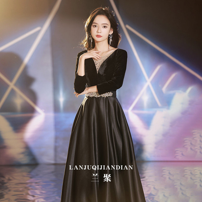 黑色法式晚礼服 女款高端宴会连衣裙 💎👗-礼服-淘宝好物网