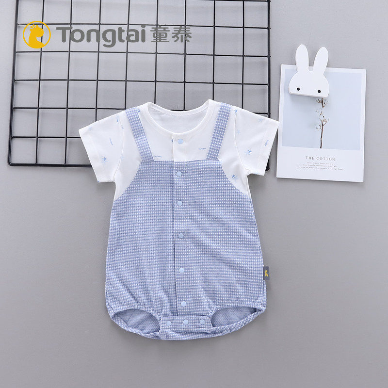 Tongtai jumpsuit baby triangle clam clothing short-sleeved closed crotch romper summer 3-18 months baby outerwear