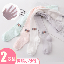 Childrens girls pantyhose summer big pp baby Siamese socks cotton baby leggings thin mesh socks