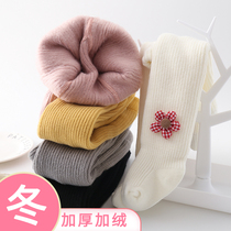 Girls pantyhose pantyhose autumn winter plus suede thickened baby beating underpants socks baby ultra-thick and large pp one-piece socks child socks