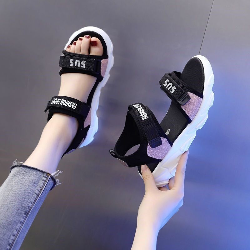 Hot air sports sandals female ins tide 2022 new summer net red thick bottom student casual beach shoes soft bottom