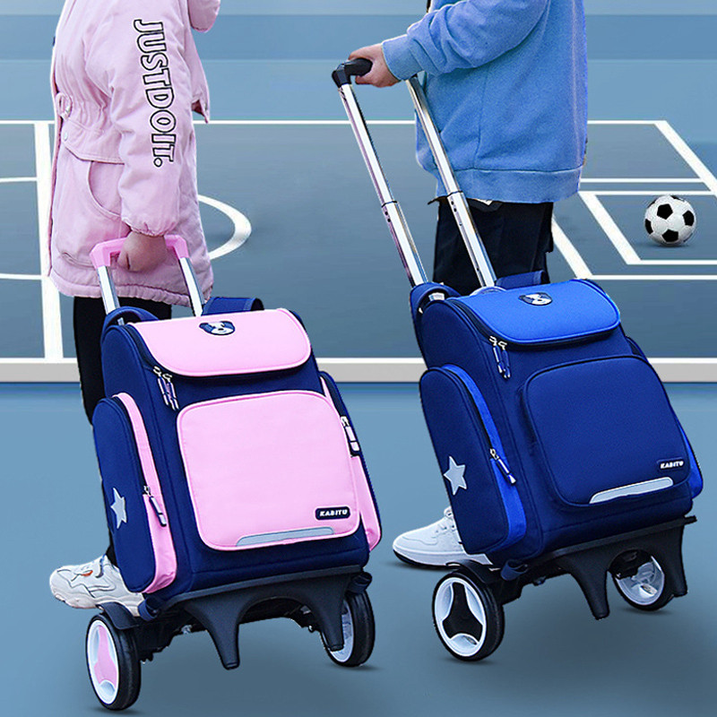 Straw-Nest Pulley-Backpack Lalever Elementary School Boy 2-6 Grader's 6-12-year-old girl drag back for dual use