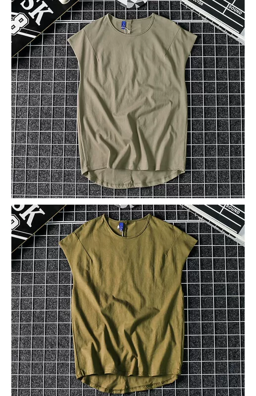 Hồng Kông phong cách hip hop cotton không tay retro vest vest nam giản dị màu rắn chạm đáy áo sơ mi Harajuku bf lỏng mỏng vest - Áo vest cotton bộ vest nam cho người trung tuổi
