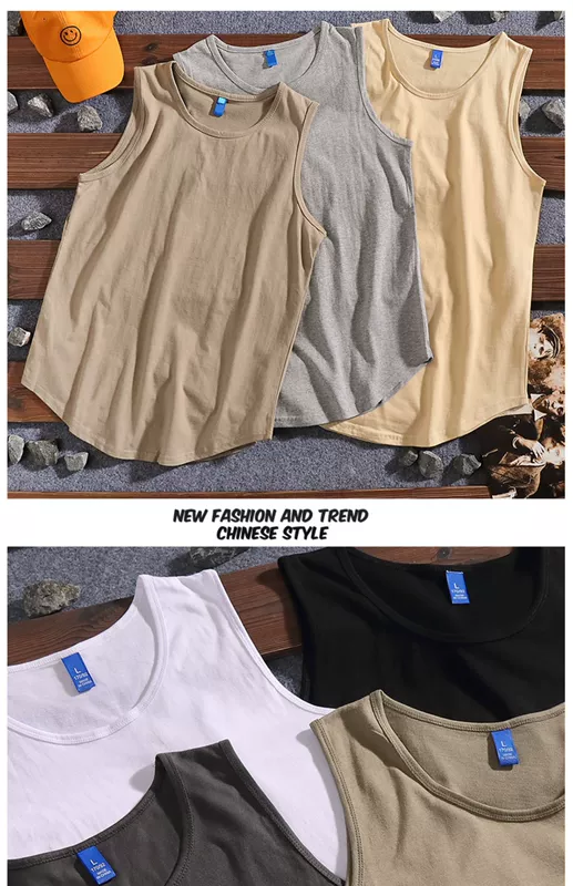 Nhật Bản retro hip hop hip-hop màu rắn in thể thao giản dị vest nam cotton lỏng áo vest đôi - Áo vest cotton áo ba lỗ trắng