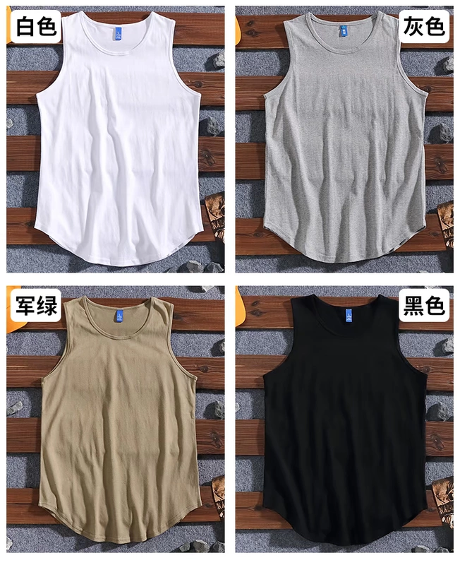 Nhật Bản retro hip hop hip-hop màu rắn in thể thao giản dị vest nam cotton lỏng áo vest đôi - Áo vest cotton áo ba lỗ trắng
