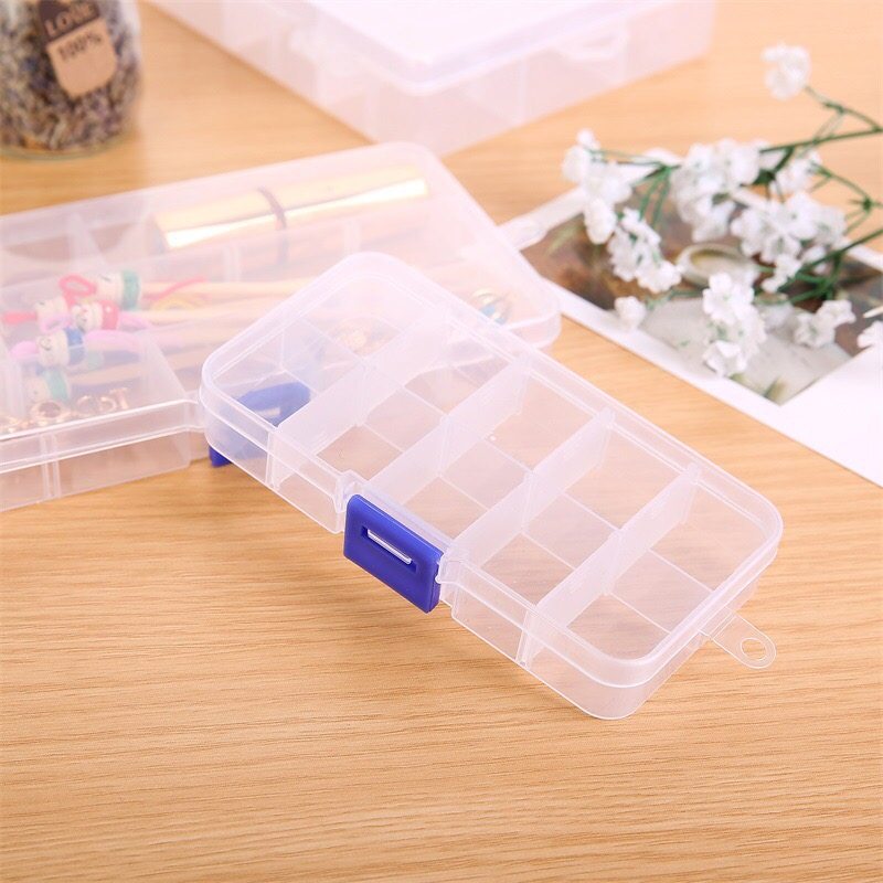 Transparent plastic storage box checkered box Detachable transparent plastic box 10-grid ear needle jewelry multi-grid classification box