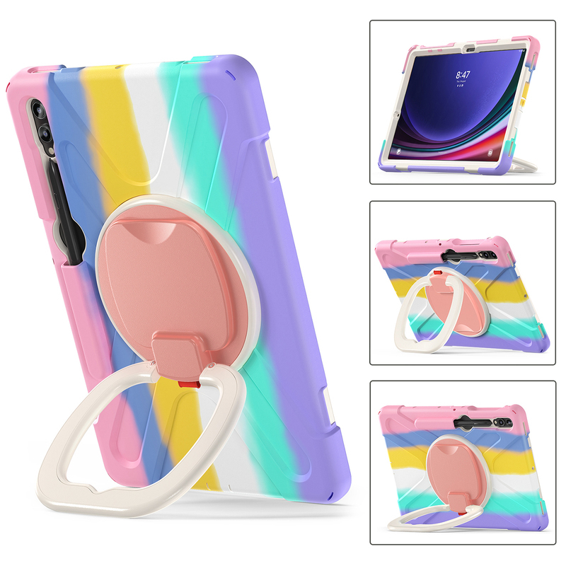 Suitable for Samsung A8 10.5inch Tablet Protective Case Tab S7 11 Computer Silicone Rotatable Stand Anti-Fall Samsung S6Lite S8 Plus All-Inclusive Non-Magnetic Protective Case with Pen Slot