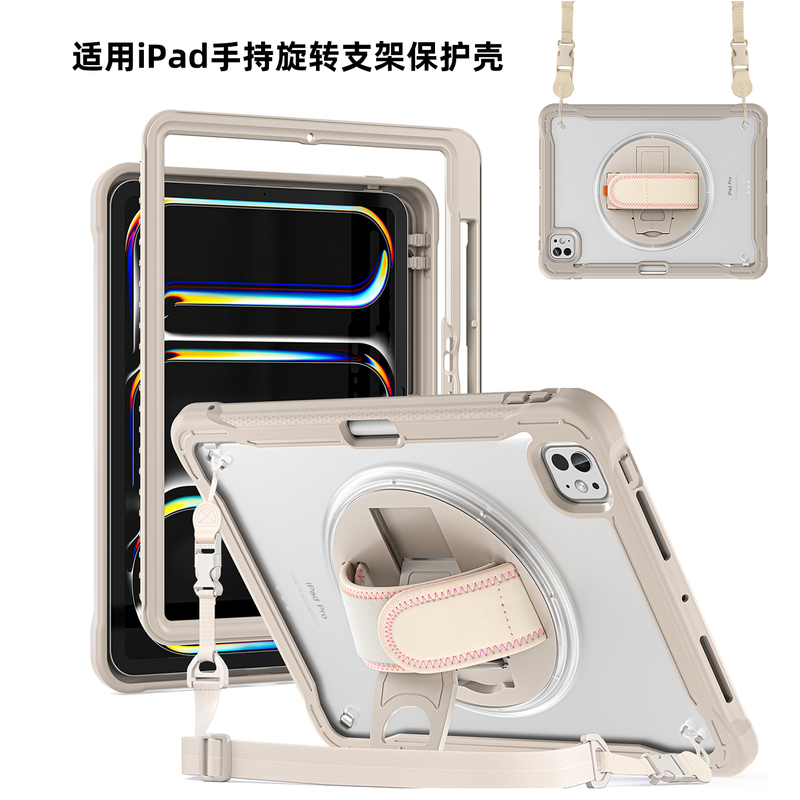 Suitable for iPad Pro 11inch Protective Case with Pen Slot, Air 13inch Transparent Case, Pro 3Rd and 4Th Generation 2024 Version M3 Chip 2018 Model 12.9 Full Coverage Anti-Bending Handheld Stand Mini67 Lightweight